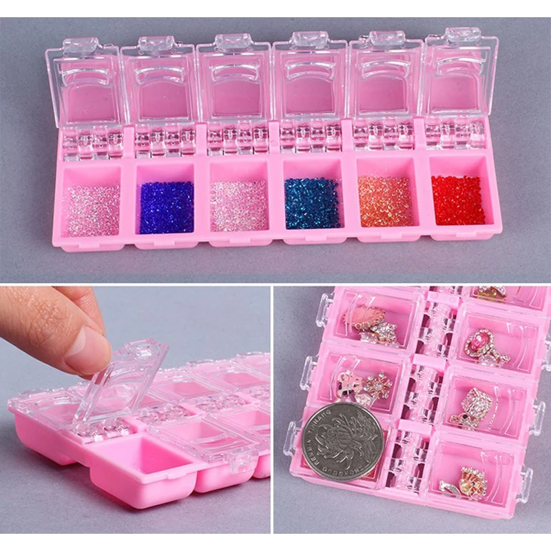 12 Girds Nail Art Tools Storage Box Priehľadné plastové družstvo