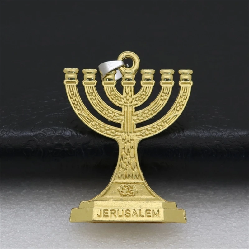12 kmeňov Izraela Menory Jeruzalem Chrám 7 pobočka židovský držiak na sviečky Keychain pre batohové batohové ozdoby prívesok