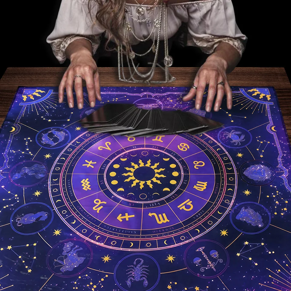 12 konštelácie veštenie tarotov Tarot Card obrus Sun Sun Starry Sky Tarot Mat Oltár Čarodejníctvo Astrológia Oracle Card Pad