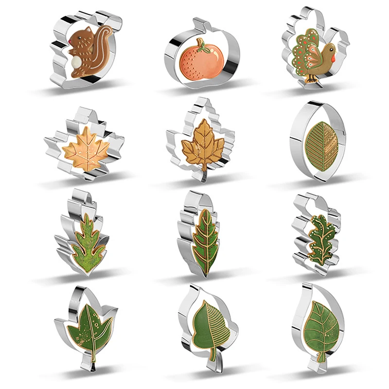 12 ks pád vďakyvzdania Cookie Cutters Set Fall Cookie Cookie Cutters formy veveričky morčacie Maple Leaf