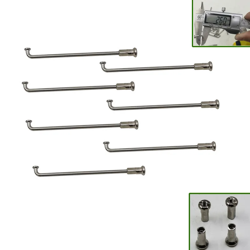 12 ks Veľa 12-geage priemer 2,6 mm J-ohnuté okrúhle bicykle Heroceser Material 304 Nerezová oceľ j-ohnutia Sliver Color E-Bike Hings