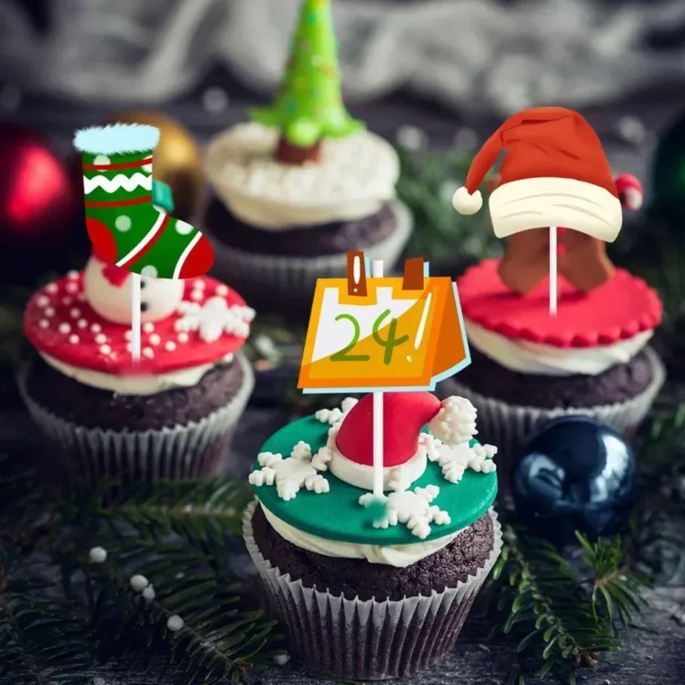 12 ks vianočné košíčky Topper vysoká teplota rúry Cake Muffin Cup Decor Decort Vasy Vianoce dekorácie pre domáce vianočné ozdoby