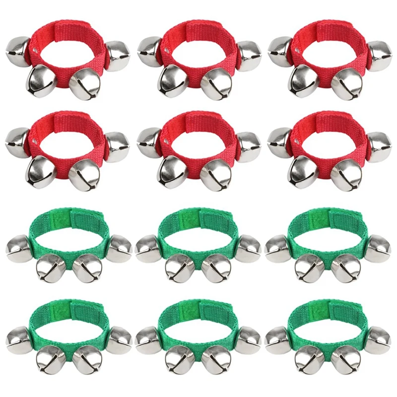 12 ks zápästia Bells náramky Jingle Bells Musical Ankle Bells Rhythm Instrument pre deti vianočné večierky