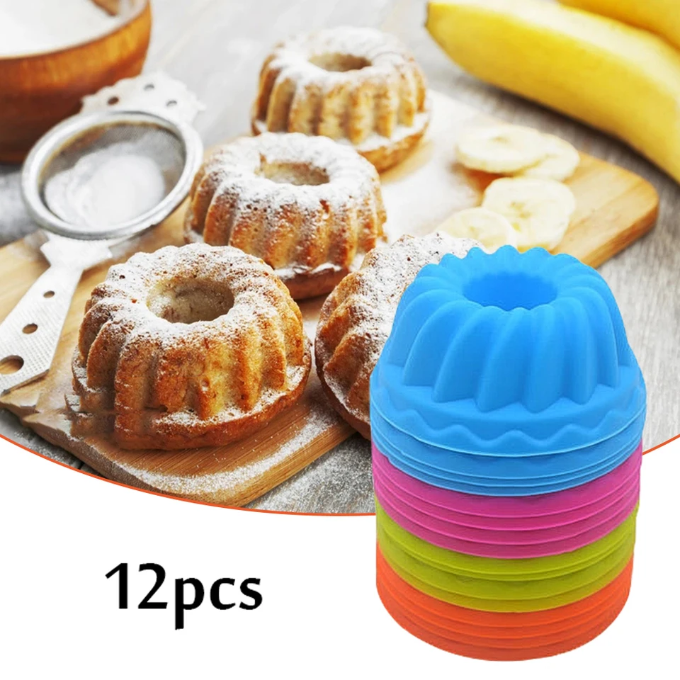 12 kusov/súprava silikónového koláča formy guľatý muffin šálka koláča Pečenie formy kuchyňa kuchynka