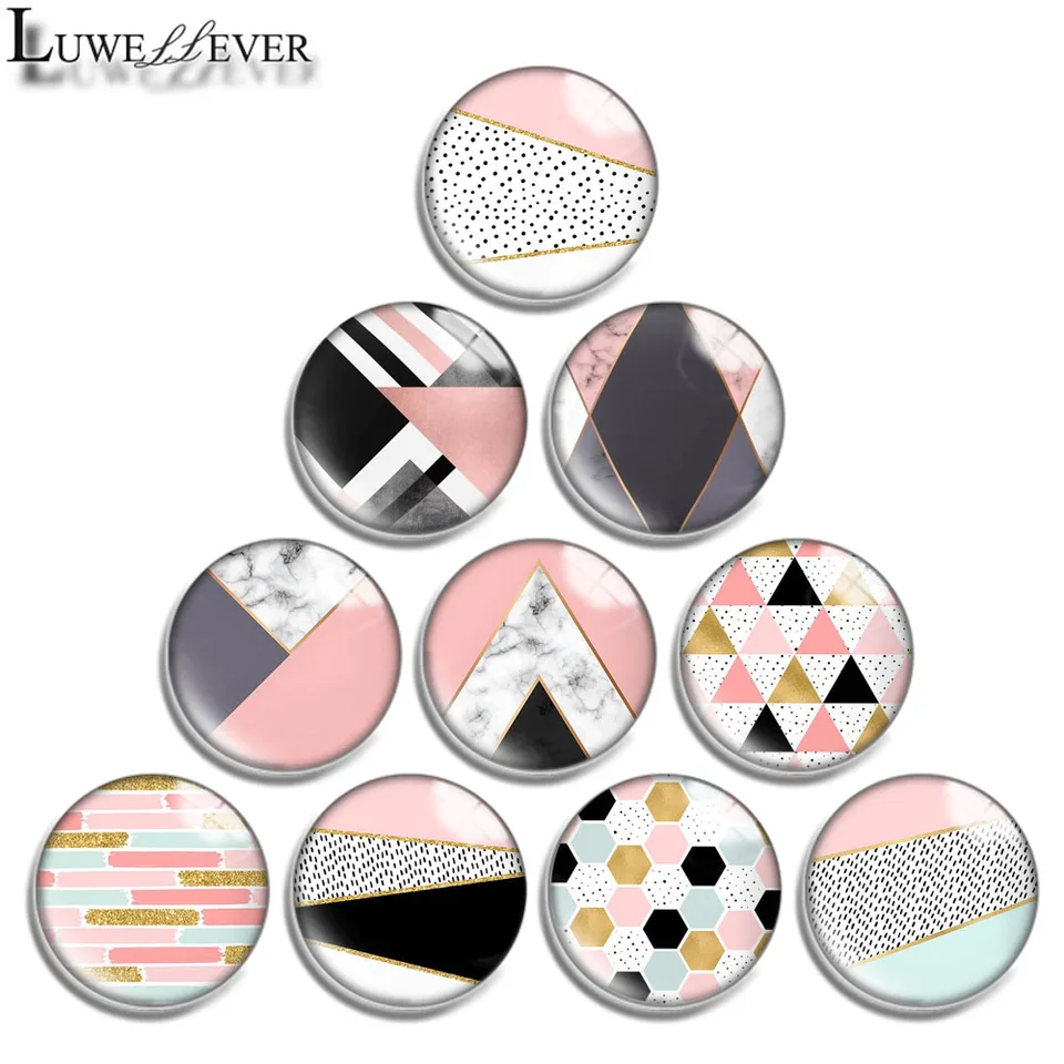 12 mm 14 mm 16 mm 20 mm 25 mm 30 mm 701 ružová geometria mix okrúhle sklo sklo Cabochon šperky Nájdenie 18 mm náramok