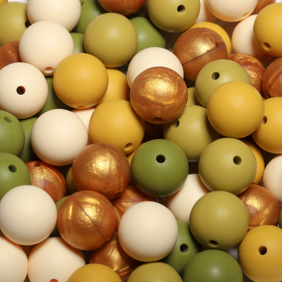 12 mm 15 mm žltá séria Silikónová gumová korálky Round Loose Spacer Pirálky pre šperky Výroby DIY náramok náhrdelníkov