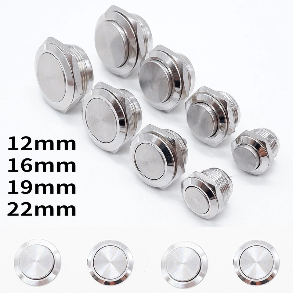 12 mm 16 mm 19 mm 22 mm kovový spínač tlačidla Krátky self-reset MAMENTÁRNE bez dotyku LED dotyk z nehrdzavejúcej ocele Start Button 24v 1A
