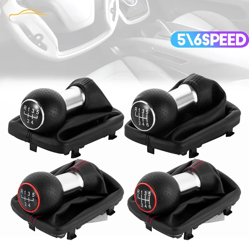 12 mm 5/6 Speed ​​Manual Ruan Gear Shifter Shifter Páka Rukoväte hlavy Gaiter Boot Cover pre Audi A3 S3 2001 2002 2003