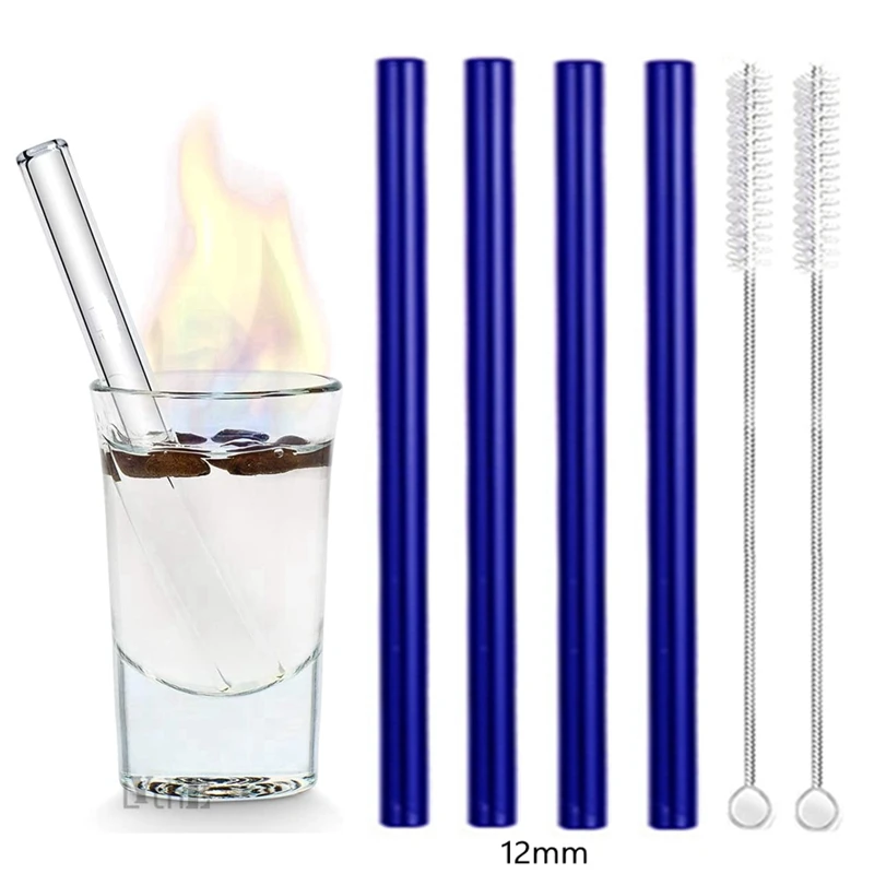 12 mm extra široké opakovane použiteľné sklenené slamky Ekologické pitné slamky pre smoothie boba slamky bublinky čajové mliečne kokteily bar drinkware