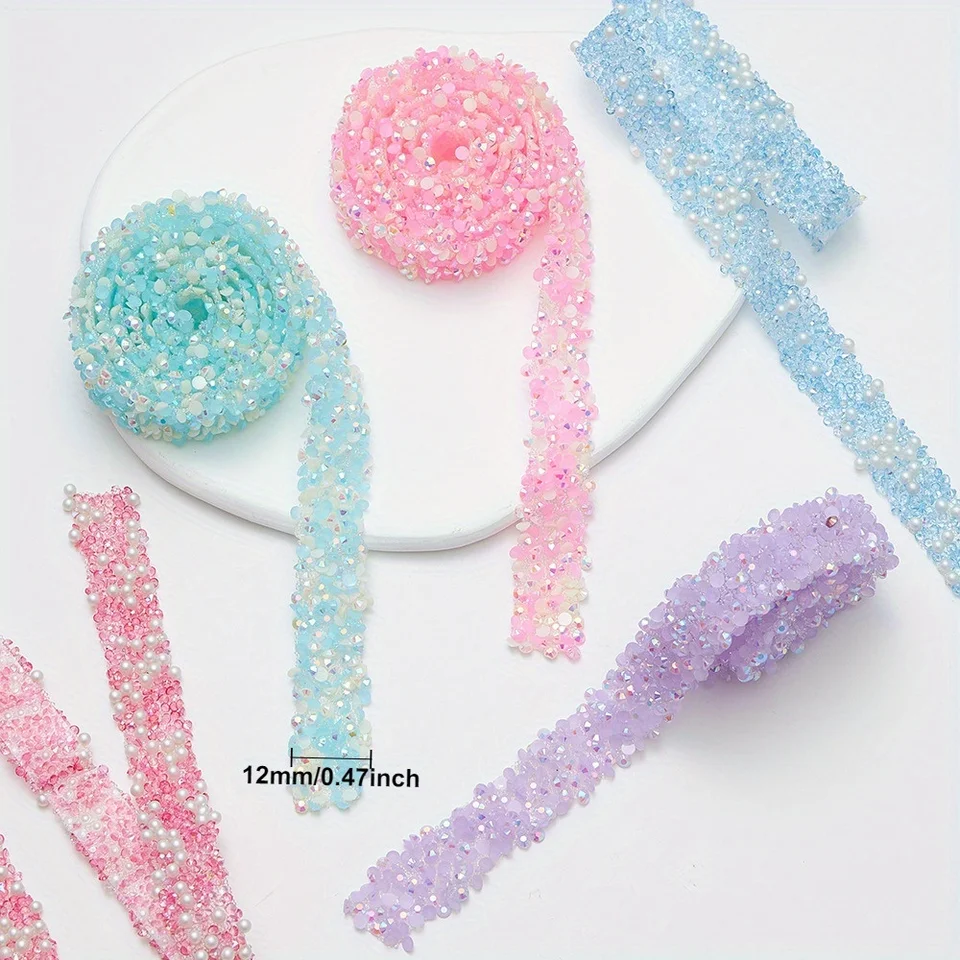 12 mm samovražedné želé AB kamienok Resin Resin Glitter Crystal Diamond Tape DIY Nálepka pásu Svadobné šaty remeslá