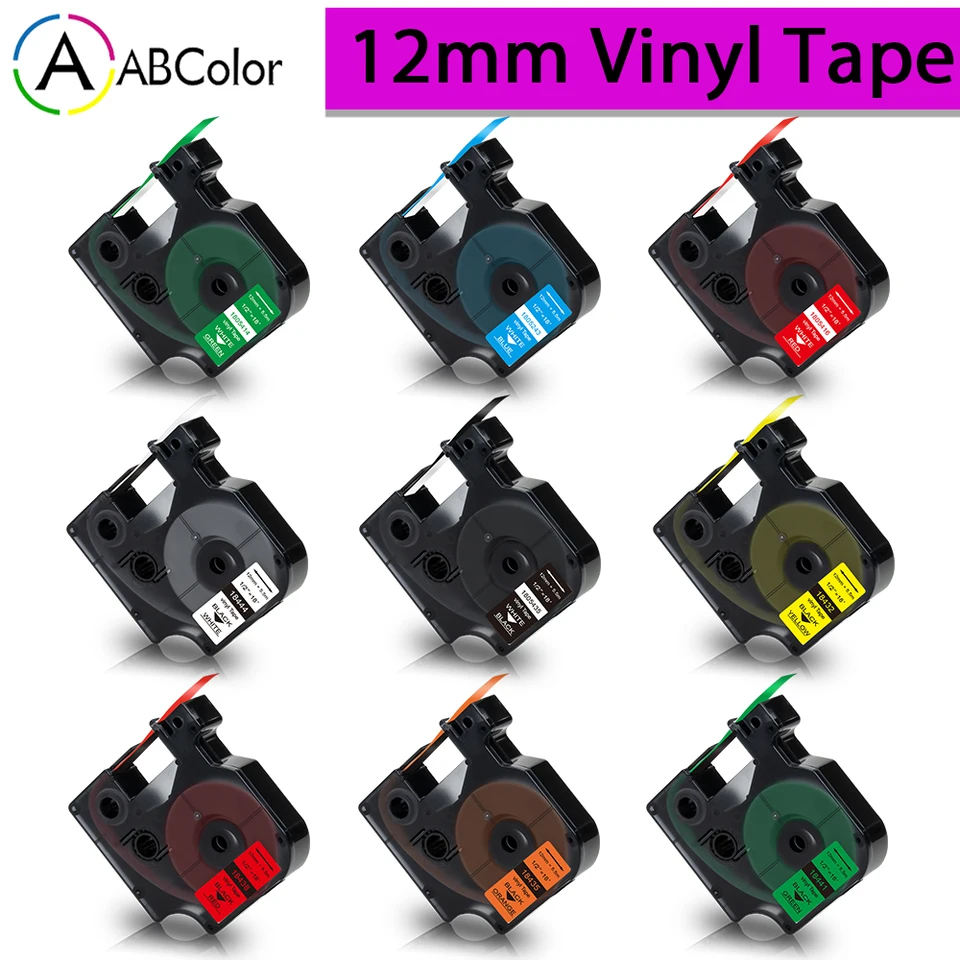 12 mm viac farebná páska pre pásku Dymo Rhino vinylová štítok 18432 18444 1805243 18435 18438 18441 1805435 pre Dymo Rhino 4200 5200