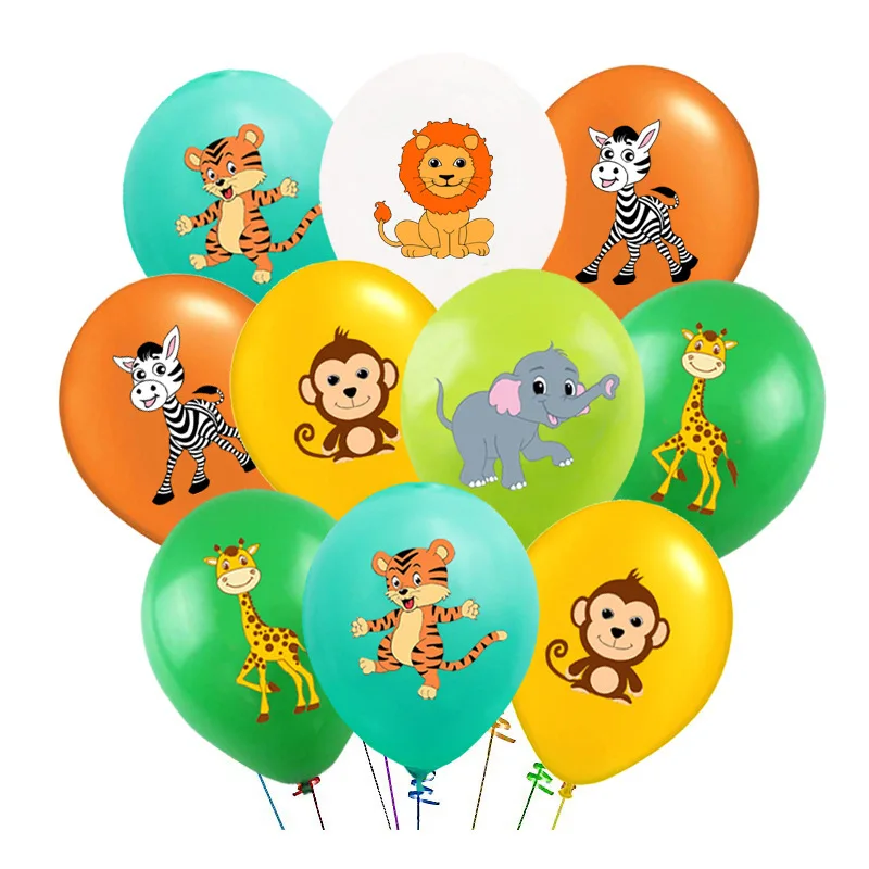 12 -palcová džungľa Animal Latex Balón žiraf Lion Tiger Balón Deti Safari narodeninové oslavy dekorácia bábätká lopta