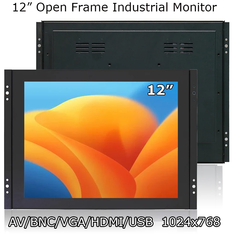 12 -palcový 1024x768 4: 3 Otvorený priemyselný vstavaný odporový/kapacitný monitor dotykovej obrazovky s rozhraním AV/BNC/VGA/HDMI/USB
