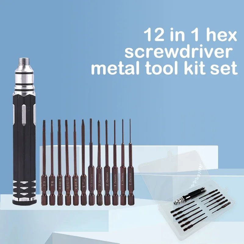 12 v 1 šesťhranných skrutkovačov Kovová súprava nástrojov RC Hobby Tool pre RC Helikoptéra automobilu lietadlá