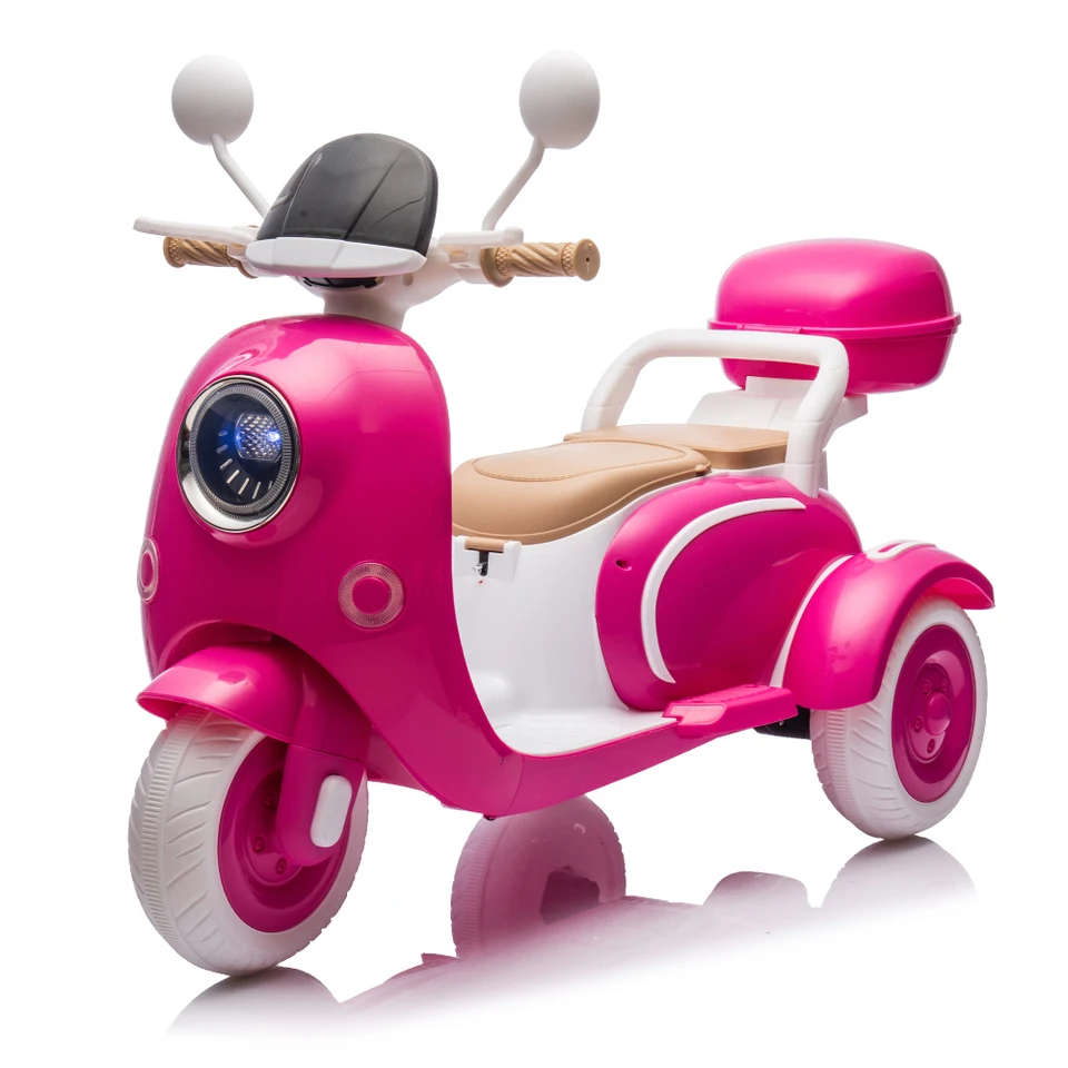12 V dvojmiestne deti jazdia na elektrickom motocykli, tri kolesá pre deti s pomalým štartom, viacfunkčný hráč, USB, Bluetooth, svetlo