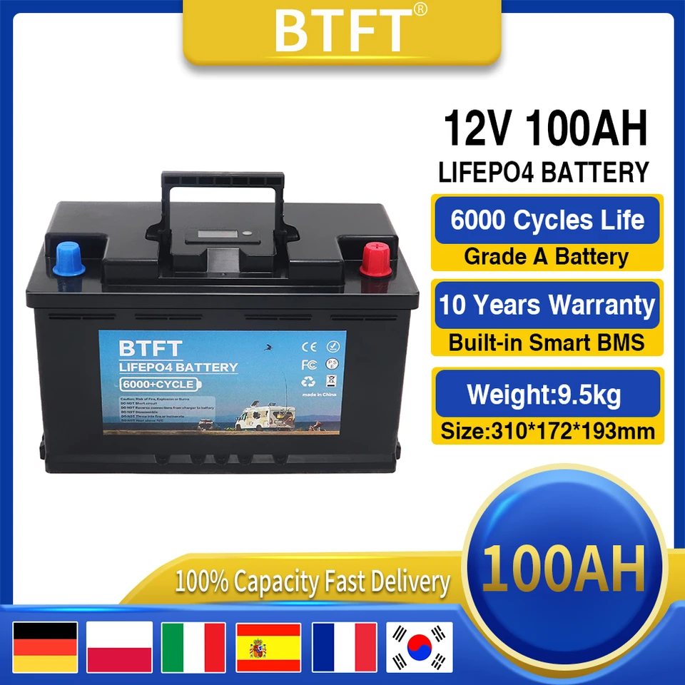 12 V LifePO4 Vstavaná batéria BMS 50AH 100 AHLITNÁ LITHIUM FOFOSFATOVÝ CELL 6000+ cyklov pre RV Campers Golf CART SOLAS S nabíjačkou