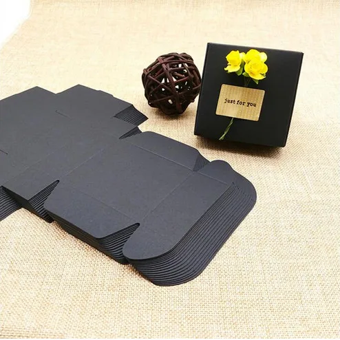 12 veľkostí Elegantné balenie čierneho papiera, remeselnícka krabica, darčekové balenie papierovej kartónovej skrinky, darčekové balenie s čiernym papierovým mydlom