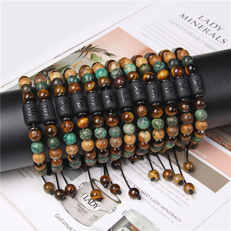 12 Známky Zodiac Constellation Náramok Prírodný obraz