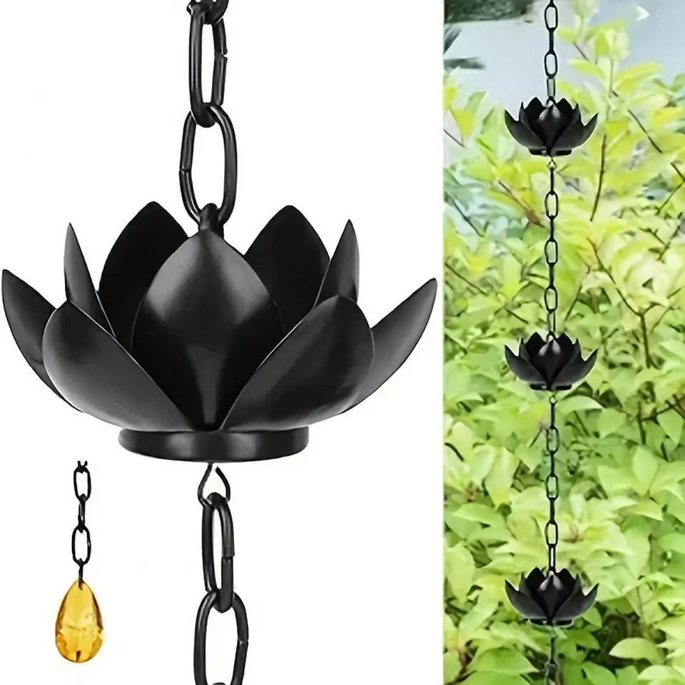 120 cm Lotus dažďový reťazec ťažký clona vonkajšia záhrada zavesenie dažďových náchylných šálok mimo žľabov doštich