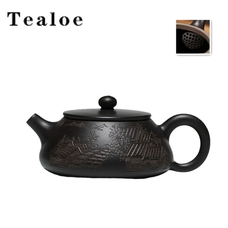 120 ml butiku Yixing Purple Clay Teapot Surová ruda Čierny bahenný kamenný kopček čaj Čajový hrniec Domáce guľové diery filter kanvica zisha
