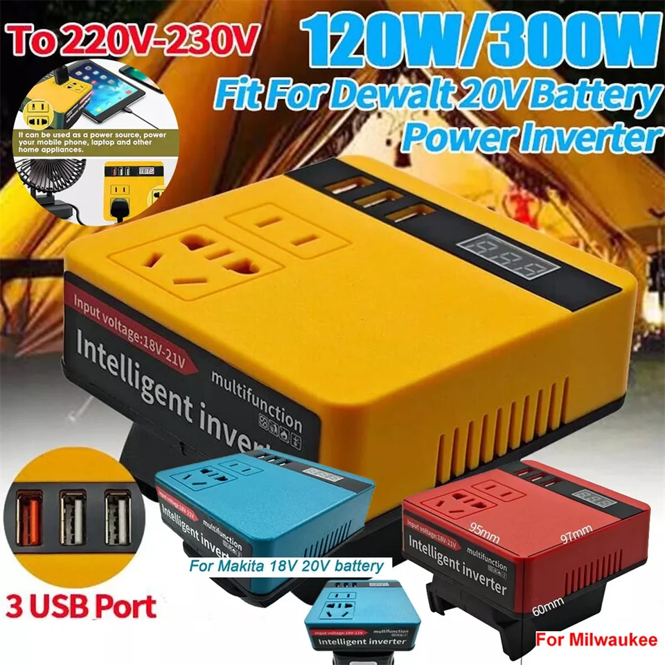 120 W elektrický náradie Inverter DC 18-21V na AC 220V Outdoor Work Inverter DC do AC Inverter Fit for Dewalt Makita Milwaukee