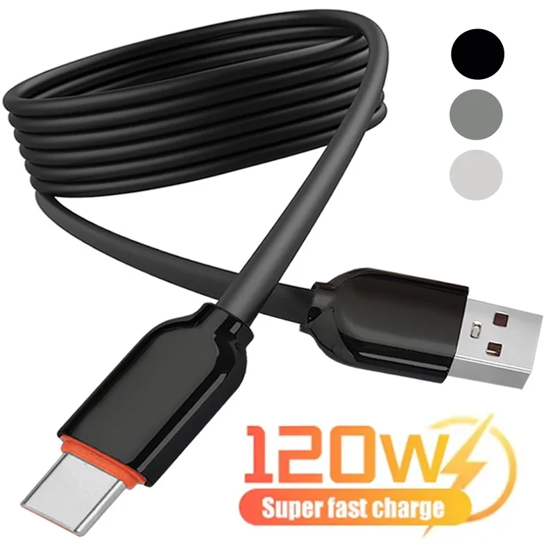 120 W Super rýchle nabíjanie dátovej línie USB Type C Type C Vysokorýchlostný prenos 1 m dlhý mäkký silikón anti-breakage nemrznúci kábel