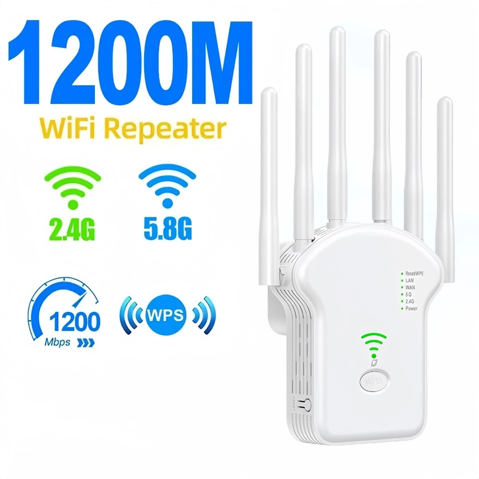 1200 Mbps Wireless WiFi Repeater WiFi Booster Booster Dual-Band 2,4G 5G WiFi Extender 802.11ac Gigabit WiFi Zosilňovač WPS WPS Router