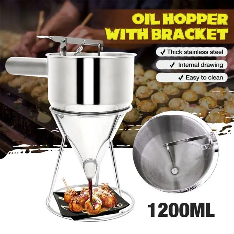 1200 ml olejová násypka s konzolou z nehrdzavejúcej ocele Dávkovač cupcake palacinka Choysto chobotnica rybia loptička