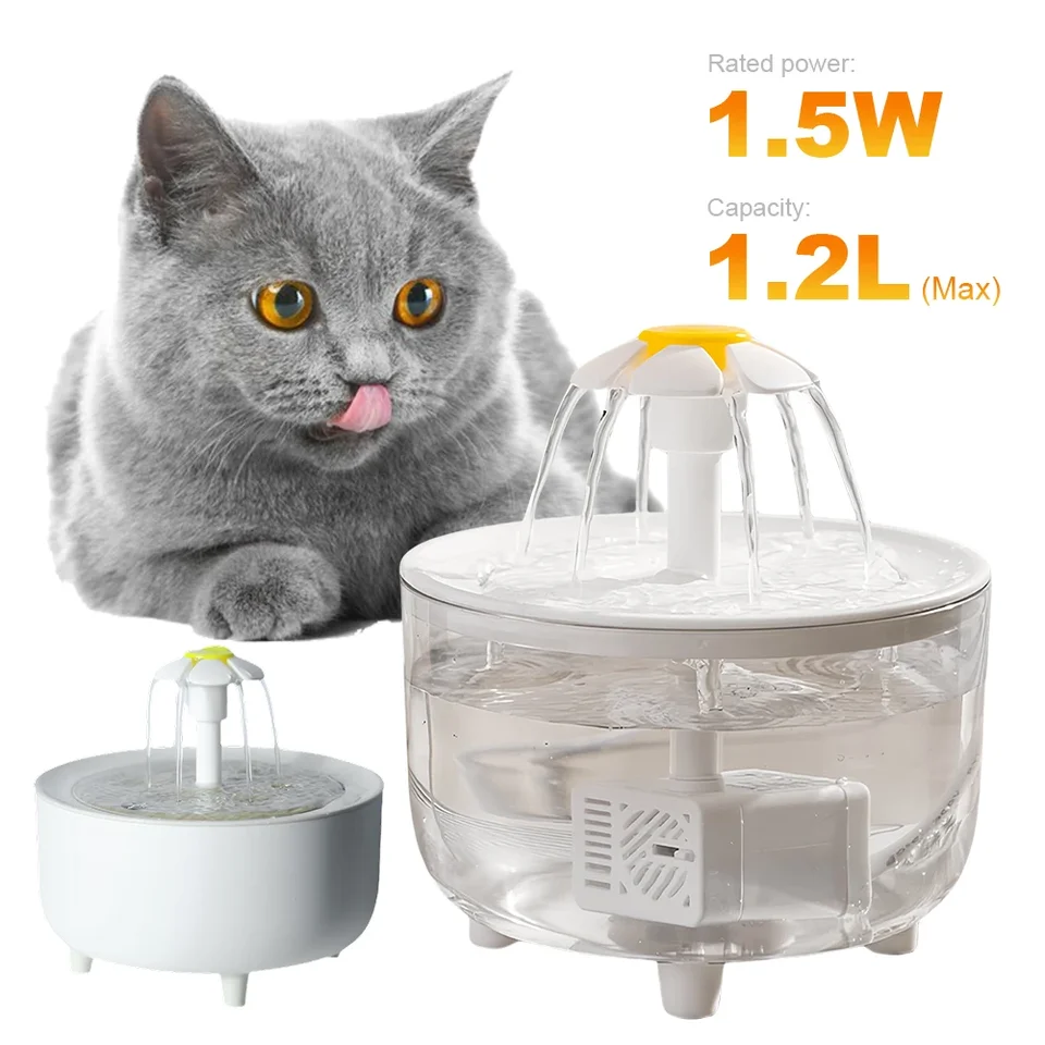 1200 ml USB Cat Water Fountain Pet Pet Pit DispenSer Dispenser Automatický filter priehľadný mačkový nápoj