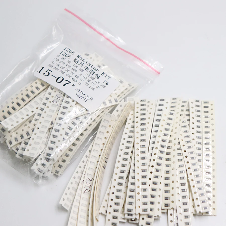1206 SMD REZERSOR KIT SPRAVODNÁ KITY 1OHM-1M OHM 1% 33Valuesx 20ks = 660ks SPEAL