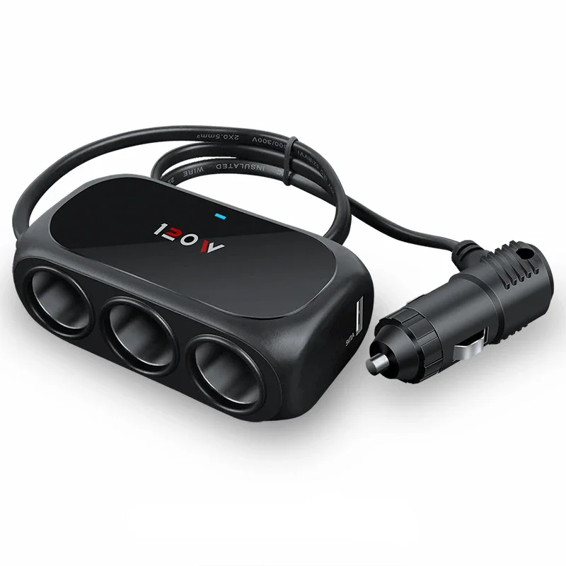 120W 3 v 1 Dual USB Socket Car Cigaret Lighter Adapte 12v 24V LED LED rýchly nabíjací adaptér pre iPhone GPS Dashcam