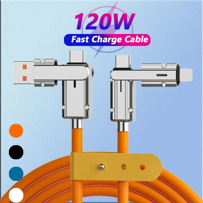 120W 4 v 1 Multifunkčný mobilný telefón Dátový kábel PD Rýchle nabíjanie káblovej nabíjačky pre iPhone Huawei Xiaomi