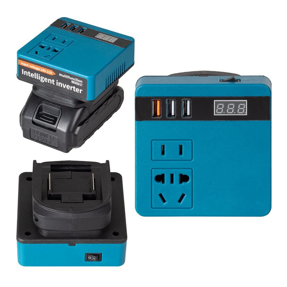 120W lítium Tools Inverter Battery Inverter 21V až 220VAC Inverter Dual-Ingin Intelligent Viacnásobné ochrany Inverterové napätie Displej