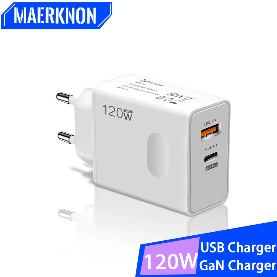 120W nabíjačka USB Gan Typ C Rýchle nabíjanie PD PD Mobile Phone Nabíjač Adaptér rýchle nabíjanie steny pre iPhone 14 Xiaomi Samsung