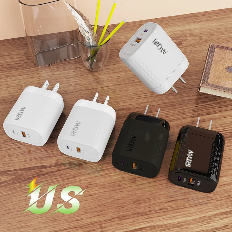 120W Type-C USB Phone Charger PD Rýchle nabíjacie napájací adaptér pre iPhone pre cestovnú cestu Tablet Huawei Xiaomi Realme Tablet