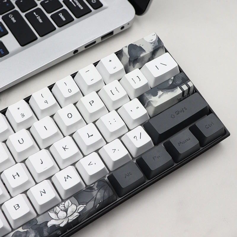 124 klávesov Prispôsobené atramentové lotos pre kľúče Cap PBT Dye subbed keyCap OEM profil pre kryt kľúča pre mechanickú klávesnicu izo ke ke