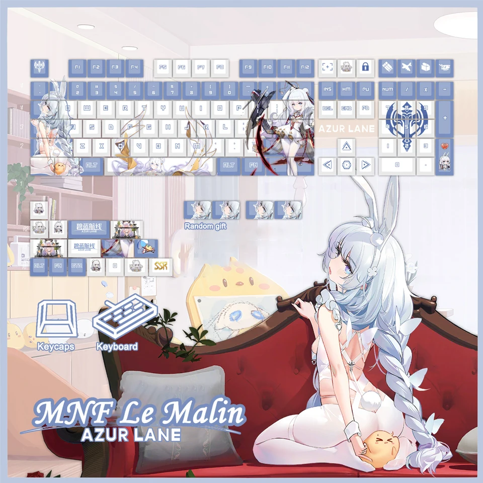 124 klávesov/set Azur Lane Agir Keycap PBT 5 Strany farbivo subbed keycaps Cartoon Anime Gaming Caps pre ANSI 61 87 98 104 108