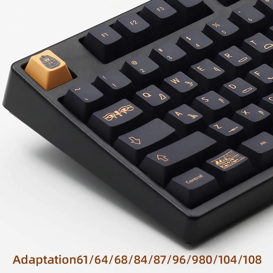 128 Klávesy Pharaón Téma Keyky PBT Päť strán Sublimačný profil pre GMK Cherry 64/68/84/96/104MX Switch Mechanical Keyboard