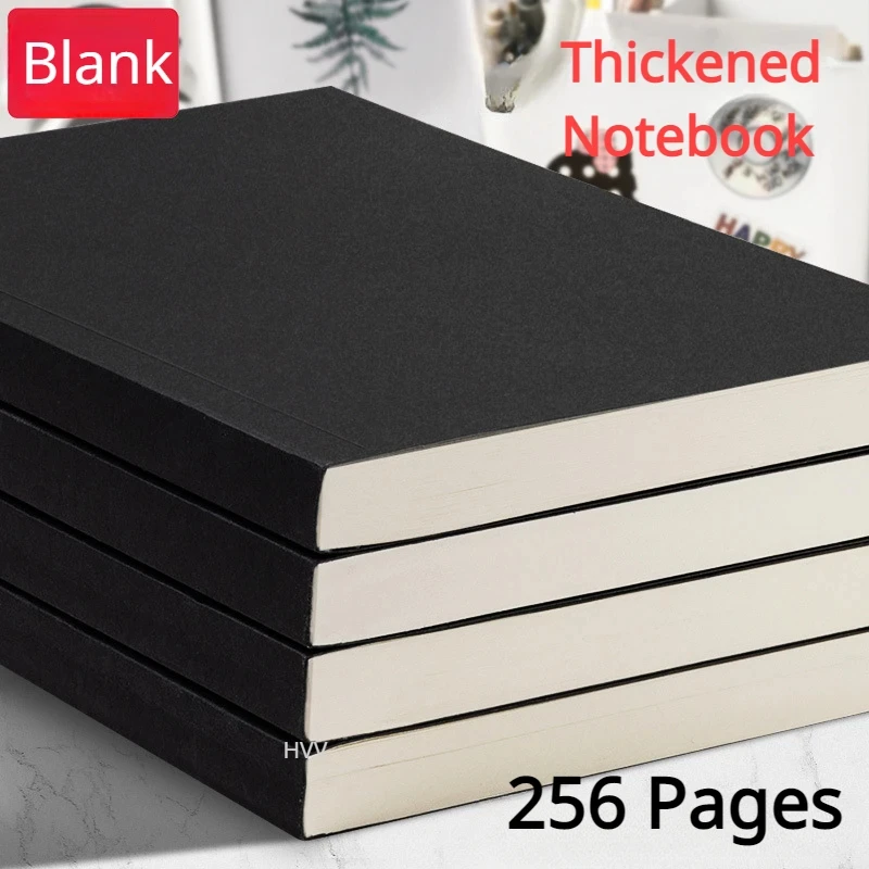 128 listov Zhruba čierna karta rovná dozadu vodorovná notebook Cowhide Poznámkový blok Študent Square Planner Planner Program roztomilý