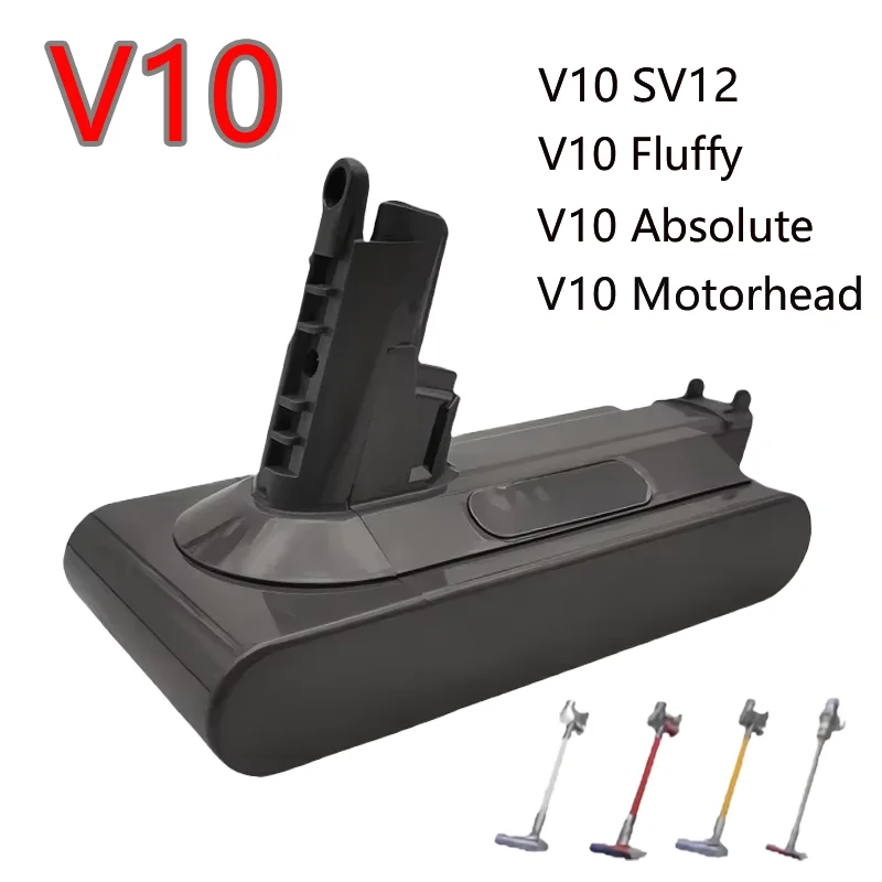 12800 mAh výmena za batériu Dyson V10 25,2 V SV12 V10 Absolútne zvierací motorový vreckový vreckový vákuový čistič lítiová batéria