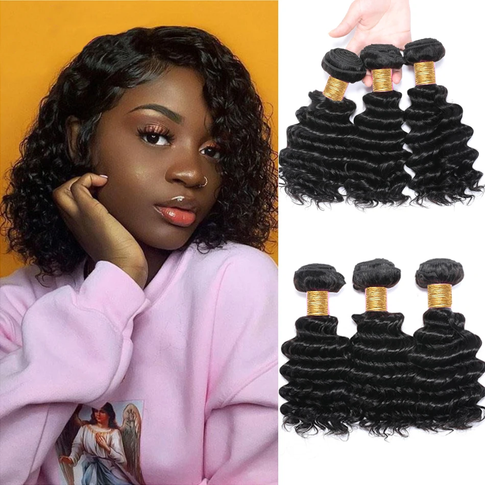 12A hlboké vlny zväzky Brazílske ľudské vlasy väzba Kinky Curly Wet and Wavy Human Hair zväzky 100% remy predlžovanie vlasov