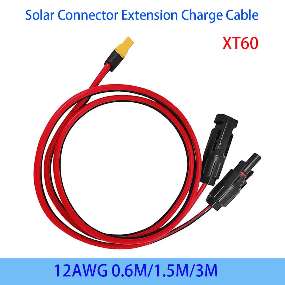12AWG 0,6 m/1,5 m/3m adaptéra solárnym samcom konektorom predlžovacieho nabíjania káblového kábla Kábel pre prenosnú elektráreň
