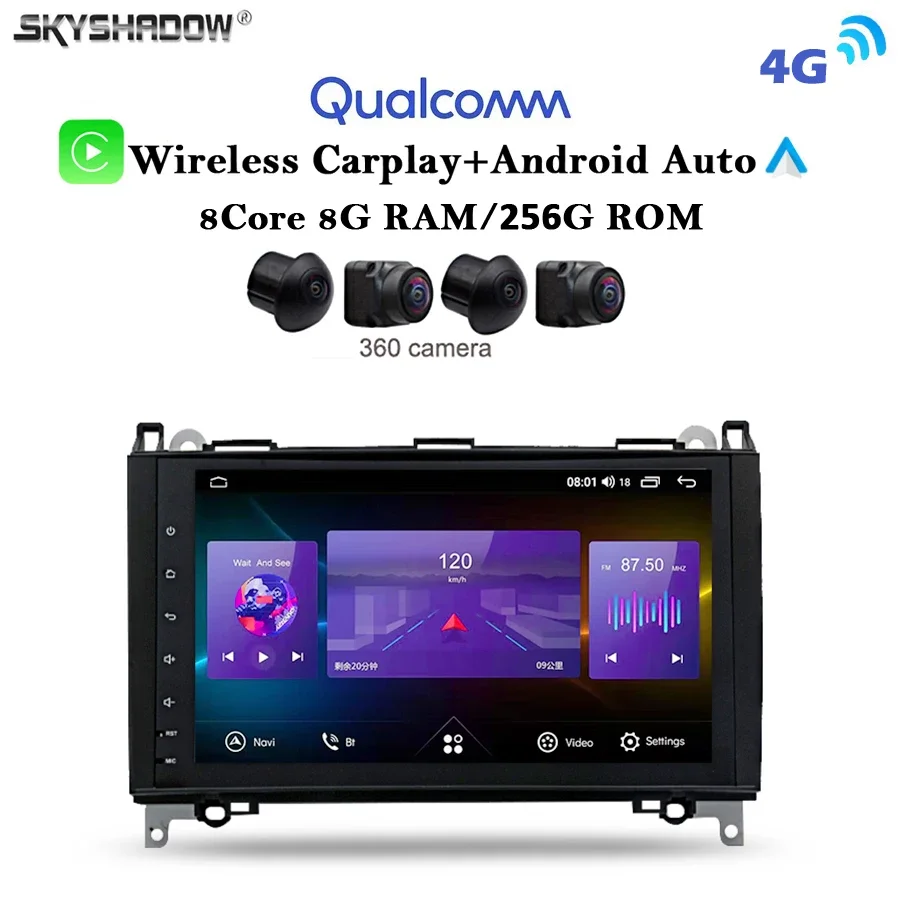 12g+256g CarPlay Auto Android 13,0 IPS DSP DVD Player GPS GPS mapa WiFi Bluetooth RDS Radio pre Benz B200 W169 W245 VIAN Vito