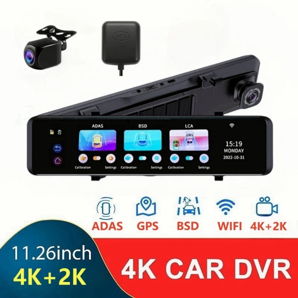 12inch 4K 3840*2160p CAMORA CAMERA DASH SPORTAJA ADAS BSD GPS spätné zrkadlo