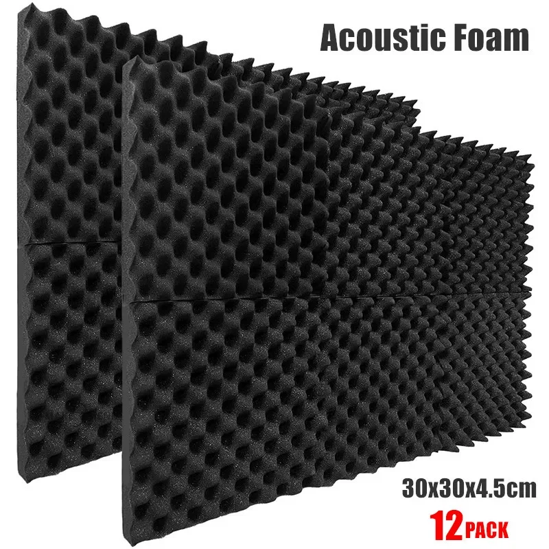 12ks 300x300x45 mm akustická penová zvuková izolácia Izolácia vajec Polyester špongia Interiérová stena absorbovanie zvukovo odolného štúdia penového panela