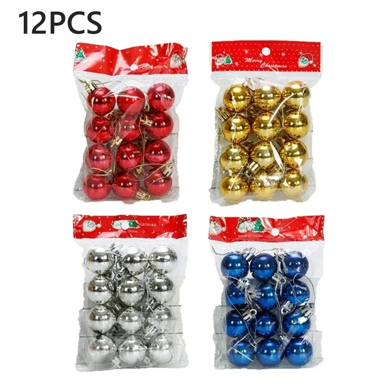 12ks 3cm vianočný lopta vianočný stromček Ozdobenie závesu prívesok Glitter BAUBLES Balls Domov Vianočné dekorácie Darček Nový rok