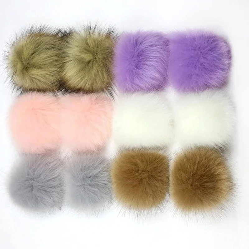 12ks 8cm plyšový kaderball s elastickým pásmom faux líšky kožušinové pompom pre klobúkové topánky oblečenie DIY pletené čiapky kožušinové gule doplnky