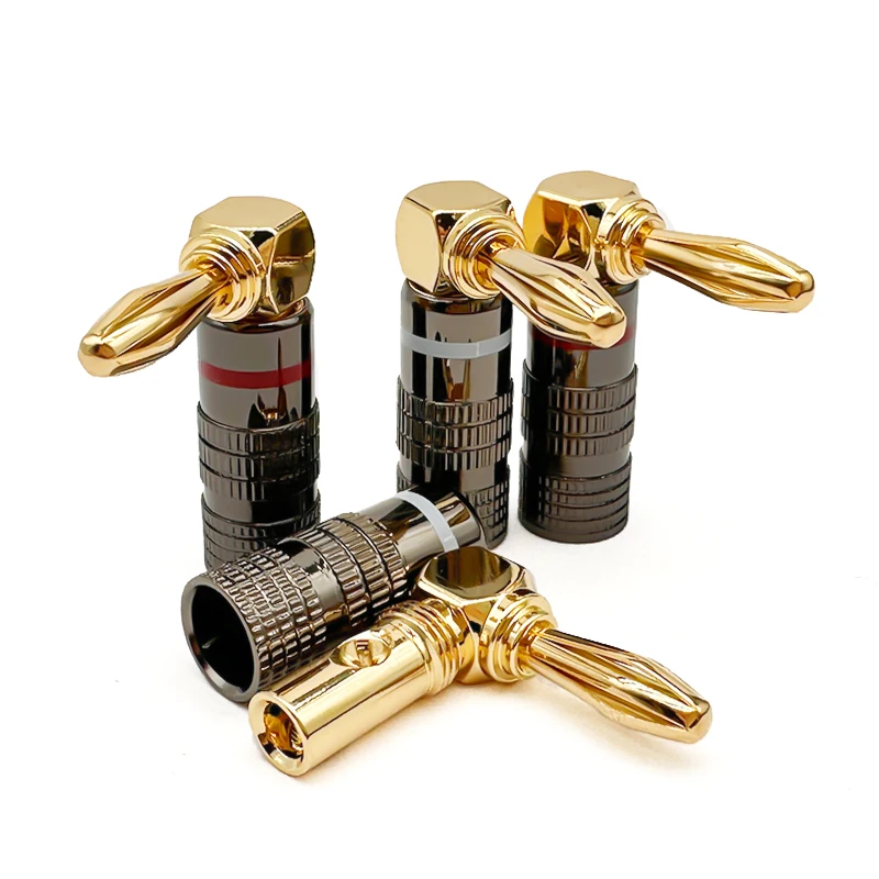 12ks 90degree banánové zátky 24k ZLADNÉ PATLED PRAVIDLO ADEL 4MM Jack