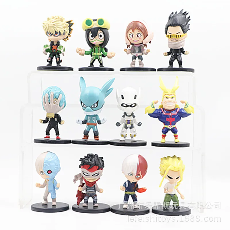 12ks Anime moja hrdinská akademickú postavu Izuku Midoriya Showo Todorok Uraraka Bakugou Katsuk Hero Academic Acade Pvc Model Model Model