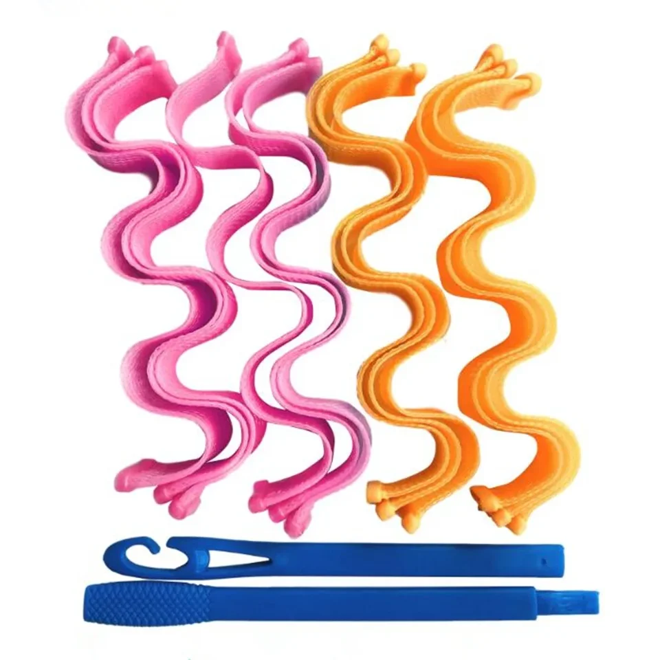 12ks bezhrieva bezohľadné natáčanie Vlasy Žiadne horúčavové valčeky Mäkké kučery Curling Roller Horels Perm Rods Wave Formers